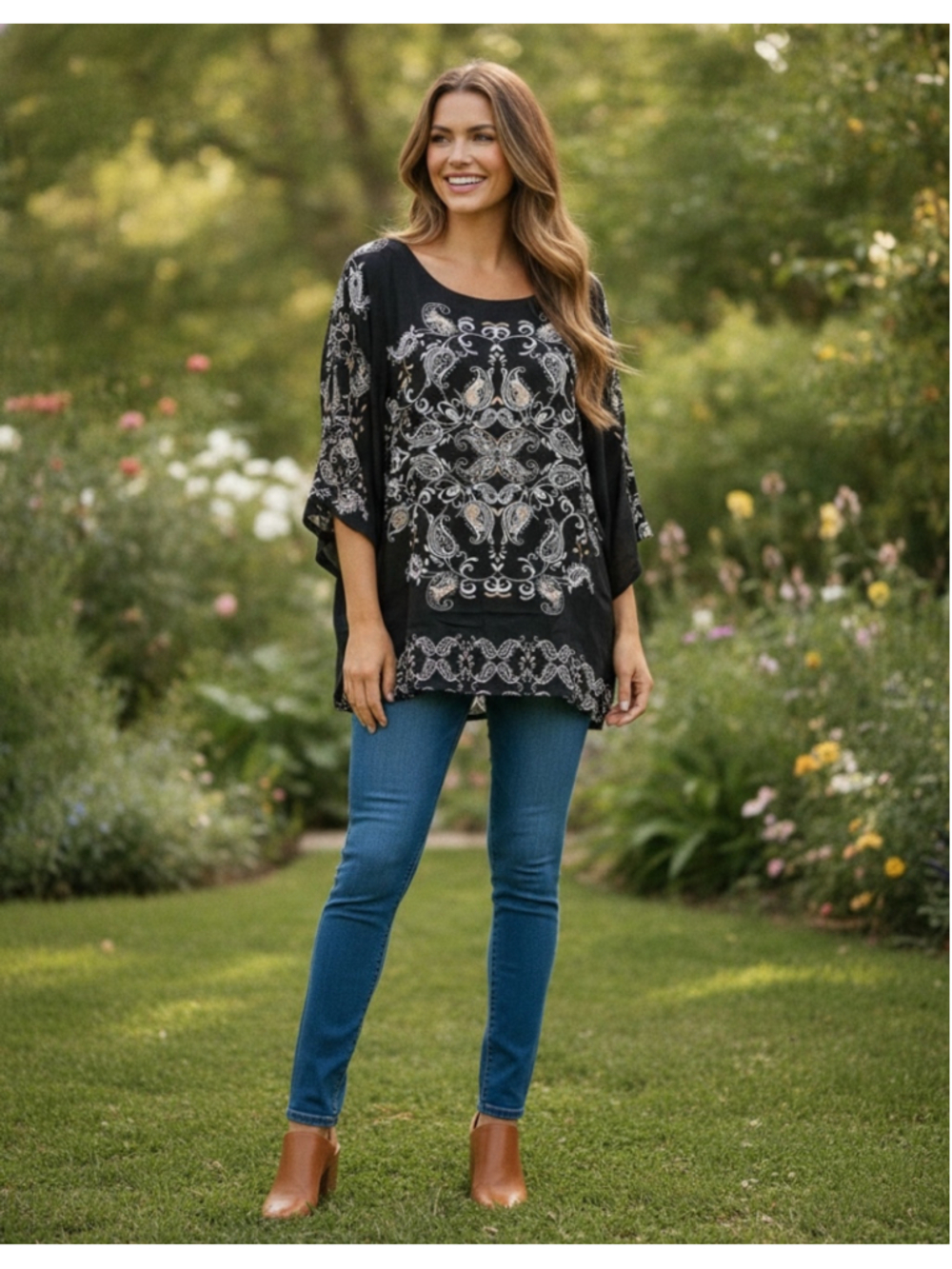 Chico's Rayon Paisley Poncho Women's Size S/M (OSFM)